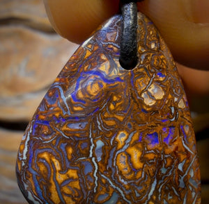 32 x 23mm - Drilled Tribal Queensland Boulder Opal Necklace