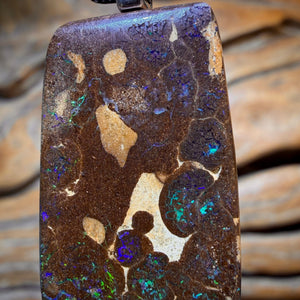 Wild Card! Solid Queensland Boulder Opal Pendant