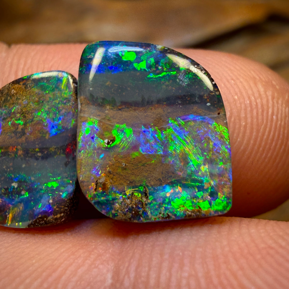 7.4cts - Top Australian Boulder Seam Opal Pair