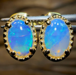 Sterling Silver Plated - South Australian Crystal Opal Stud Earrings