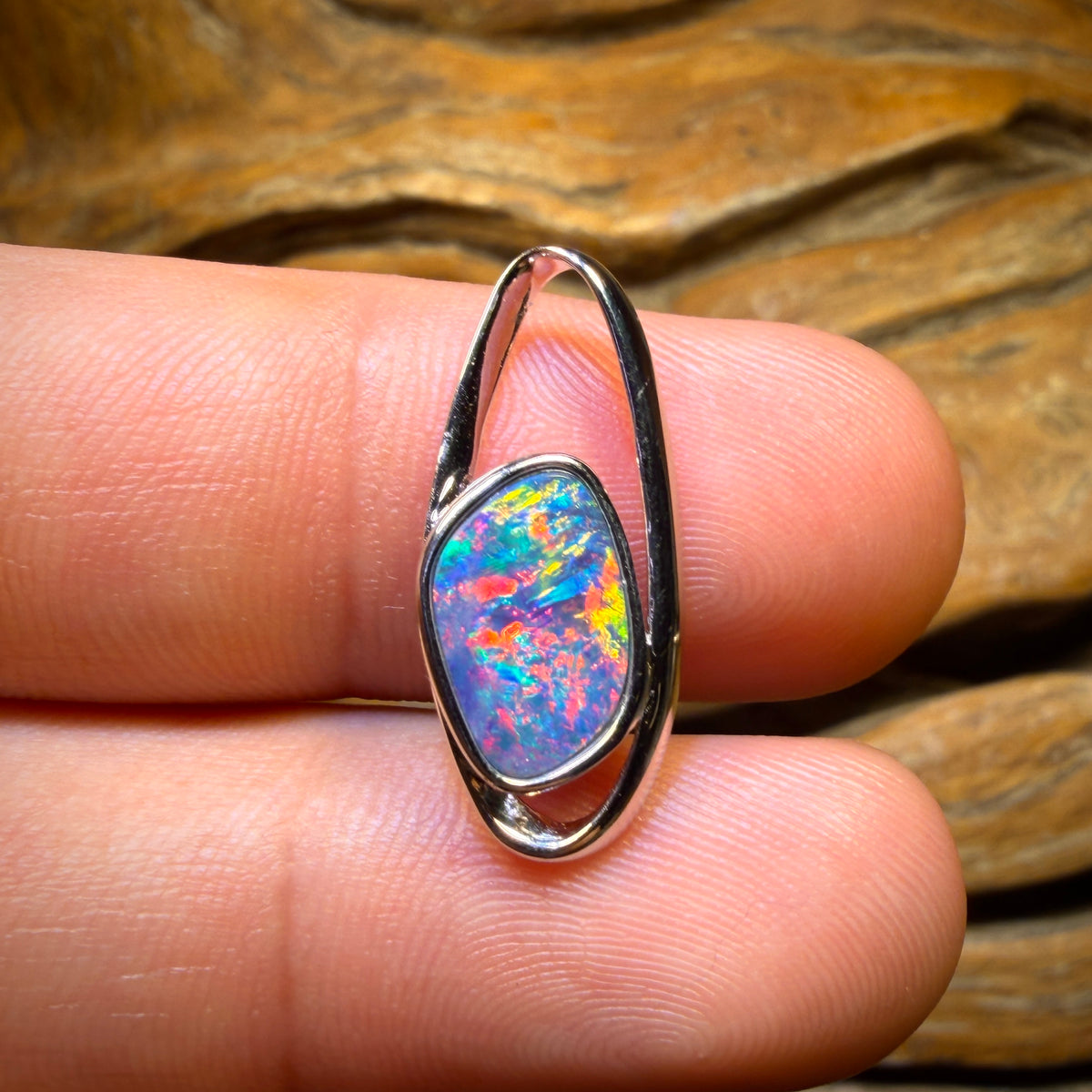 Sterling Silver - Queensland Boulder Opal Doublet Pendant
