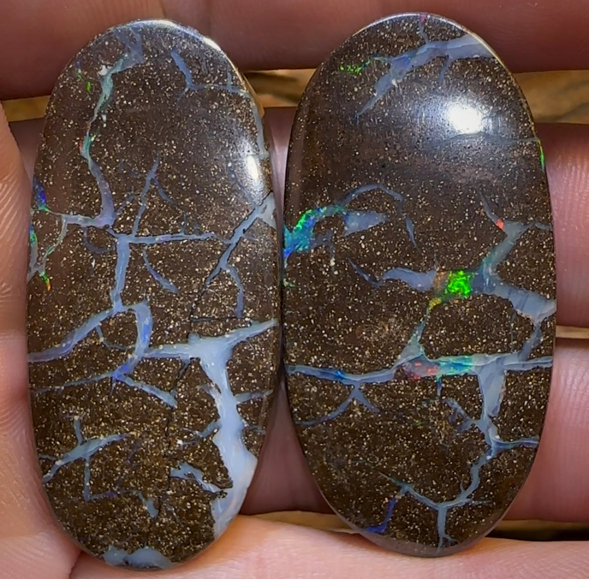173.4cts - Australian Boulder Opal Set. Winton Seam Opal. Double Sided - Opal Whisperers