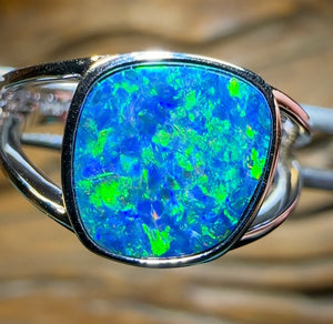 14k White Gold - Queensland Boulder Opal Doublet Ring Large Stone - Opal Whisperers