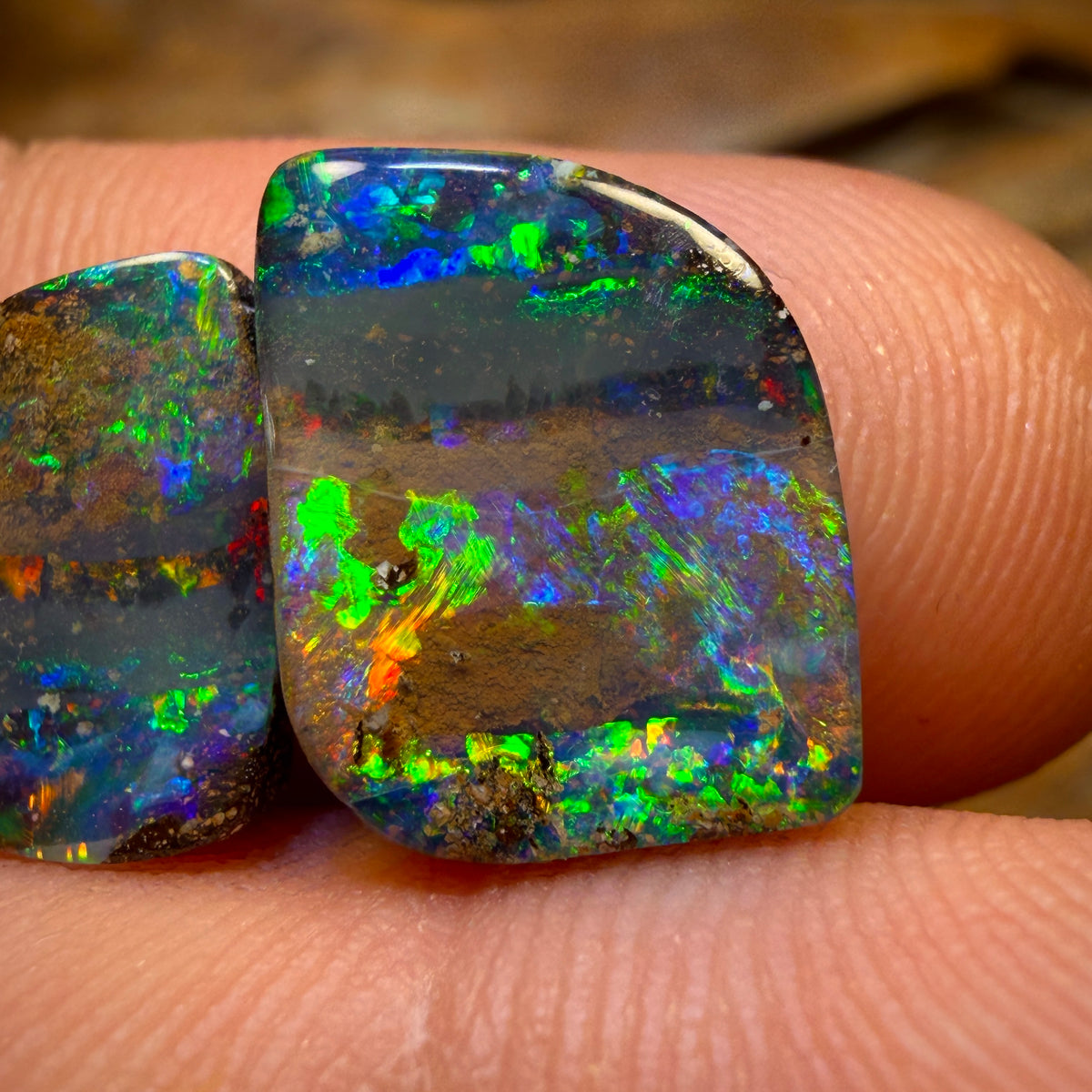 7.4cts - Top Australian Boulder Seam Opal Pair