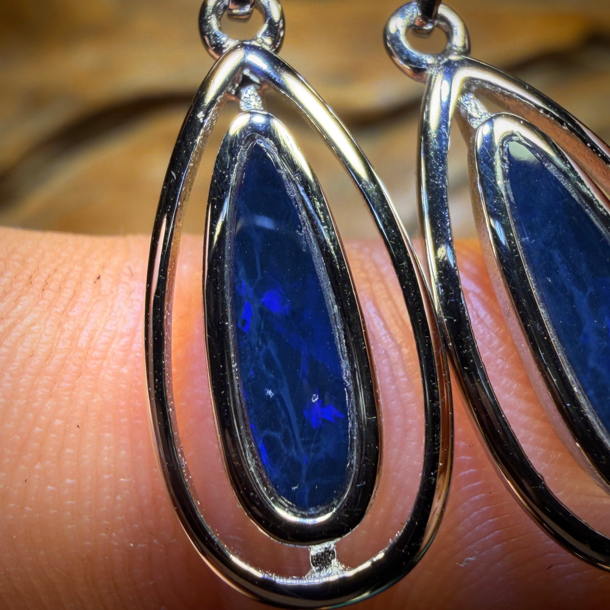Half Price Card! Sterling Silver - Australian Boulder Opal Doublet Drop Stud Earrings