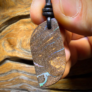 Half Price Card! 38 x 18mm - Drilled Australian Boulder Opal Necklace