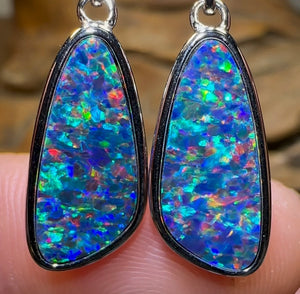 Sterling Silver - Classic Australian Boulder Opal Doublet Earrings - Opal Whisperers