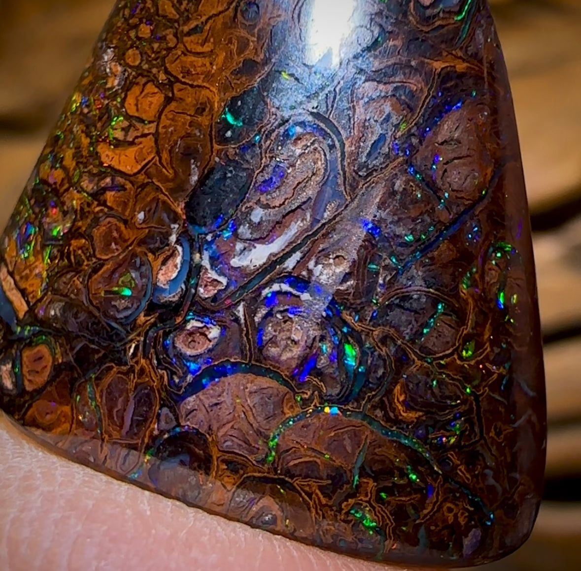 31.1cts - “Electric Yurt” Queensland Boulder Opal Specimen. Double Sided