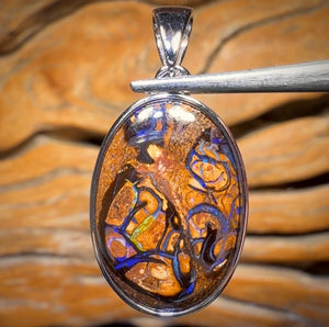 Sterling Silver - Solid Yowah Nut Opal Pendant UNISEX