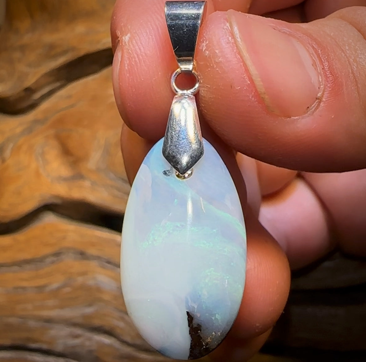 Solid Queensland Boulder Opal Pendant