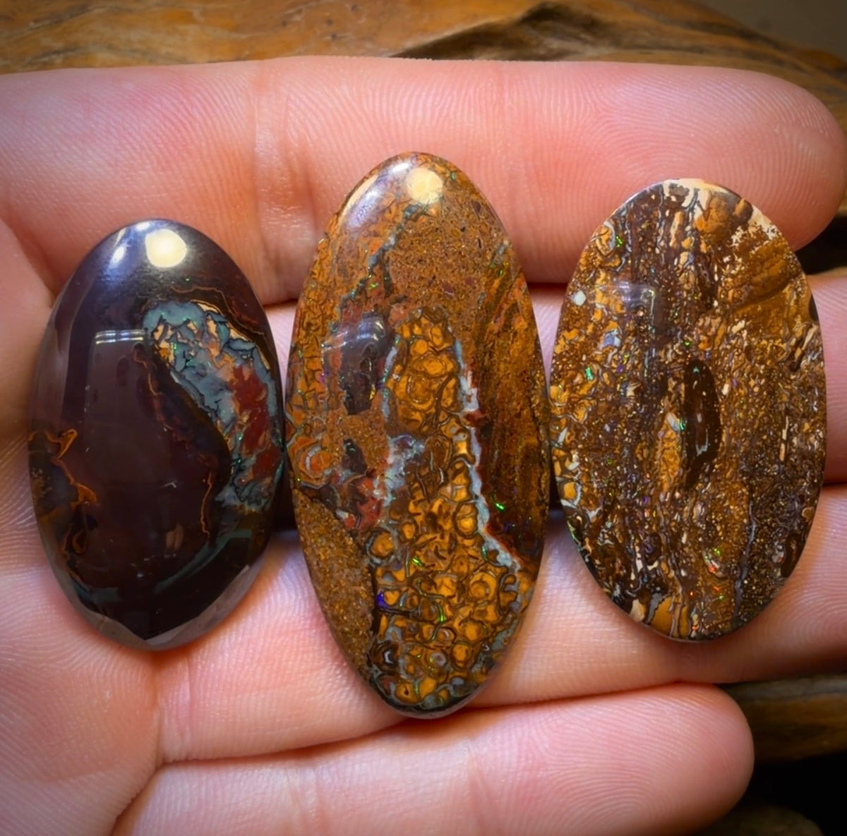 138.7cts - 3x Australian Tribal Boulder Opal’s. Wholesale Dealers Parcel