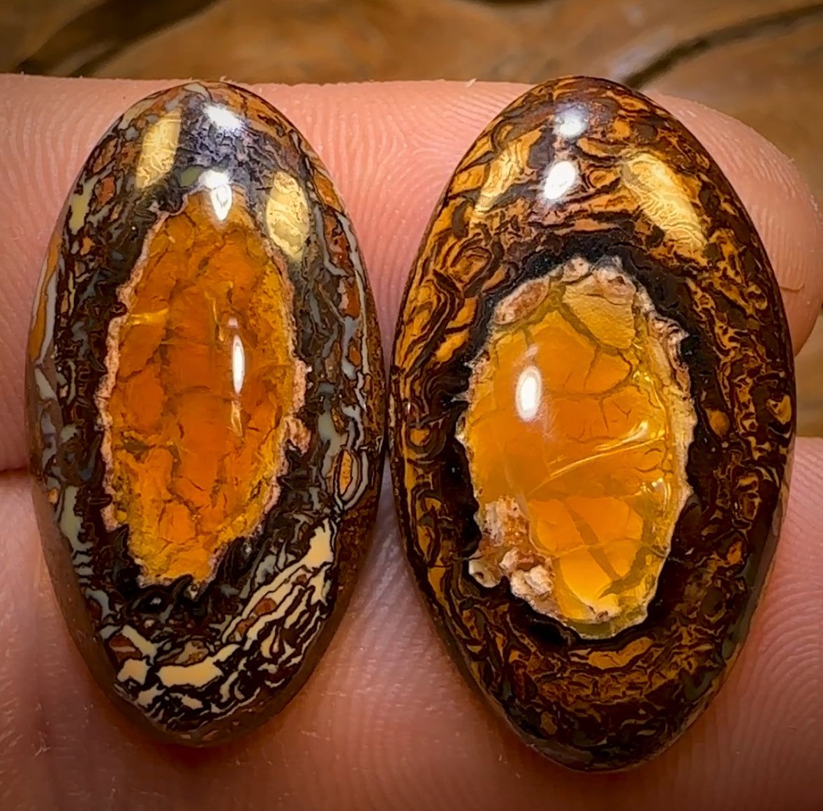 39.8cts - Super Rare Yowah Nut Crystal Centre Opal Pair