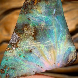 29.2cts - Large Queensland Boulder Seam Opal. Australian Opal Picture Stone