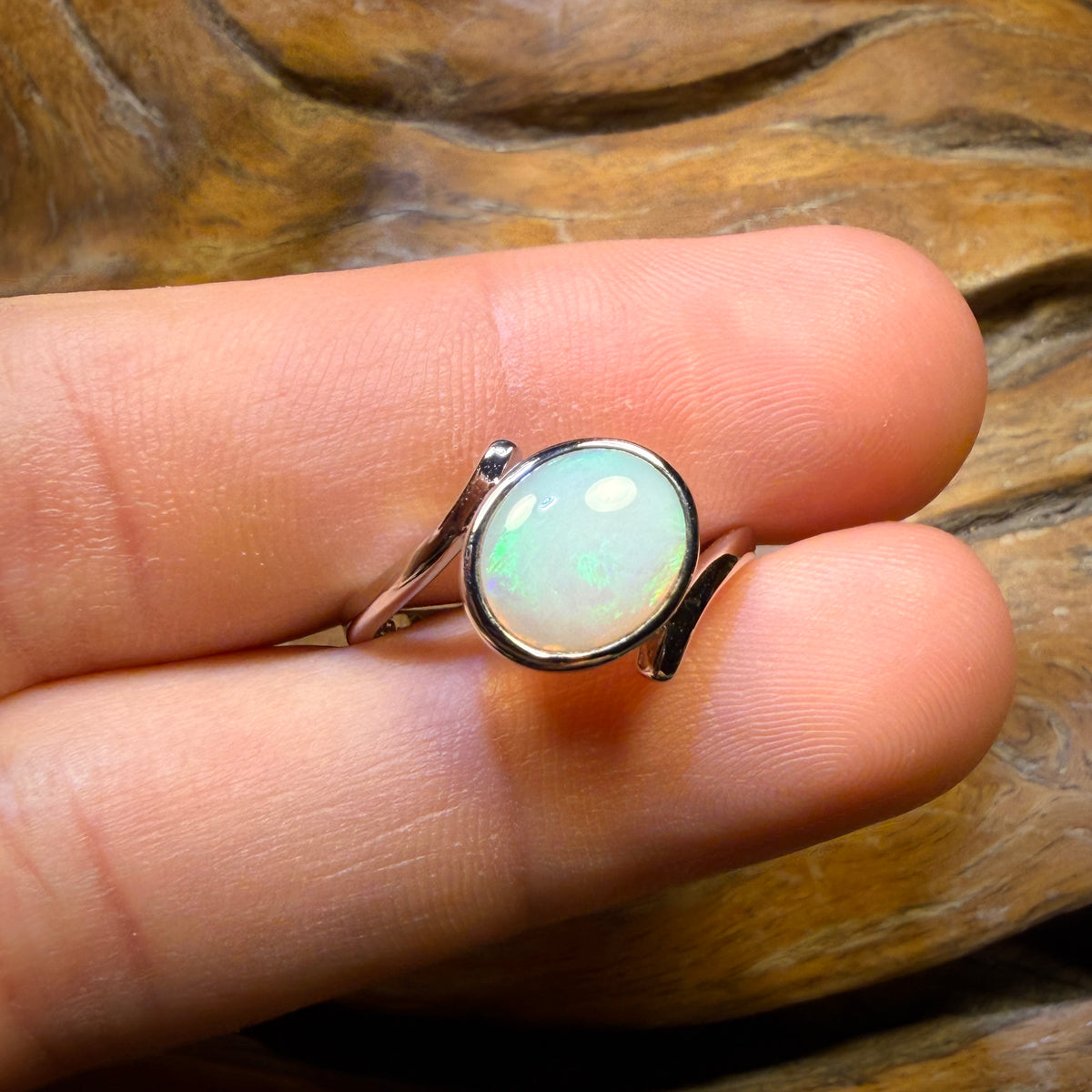 Sterling Silver - South Australian White Opal Ring