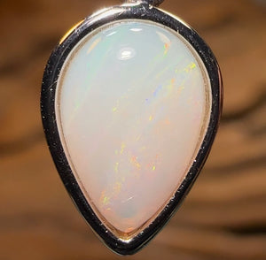 Silver Solid South Australian Crystal Opal Pendant - Opal Whisperers