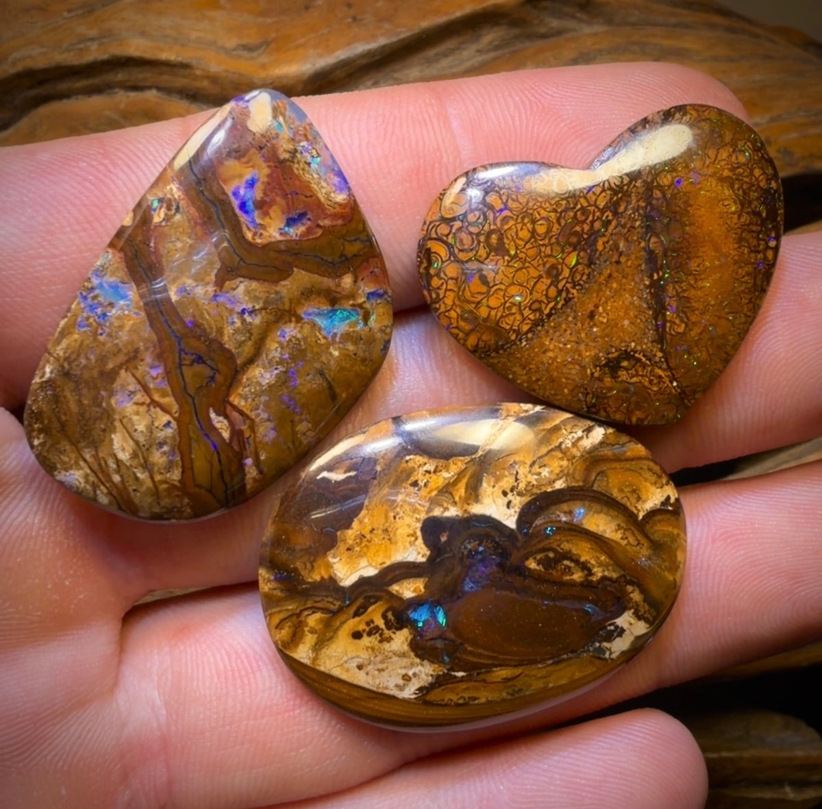 93.2cts - 3x Australian Boulder Opal’s. Wholesale Dealers Parcel
