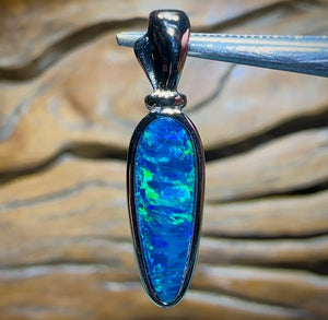 Sterling Silver - Australian Boulder Opal Doublet Pendant - Opal Whisperers