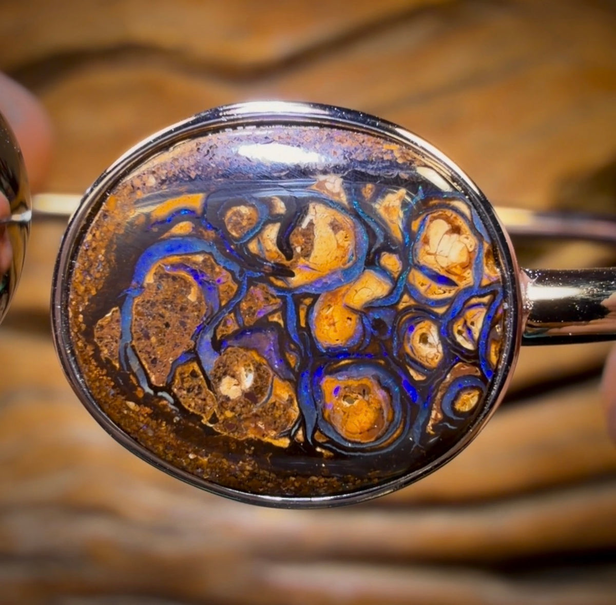 Sterling Silver - Latest Design Solid Australian Boulder Opal Bracelet