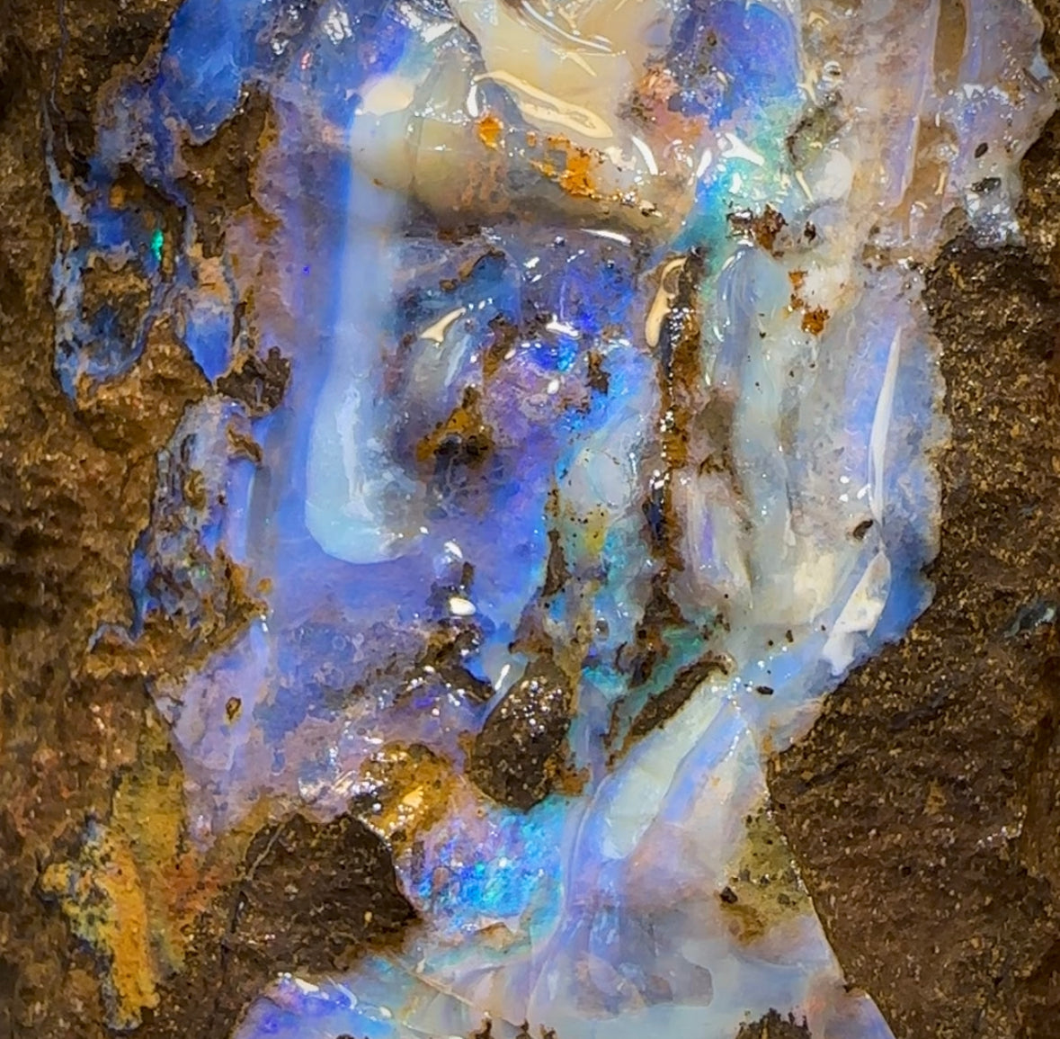 383.5cts - Australian Boulder Opal Rough Preform. Natural Split - Opal Whisperers