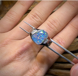 Sterling Silver - TOP Australian Boulder Opal Doublet Ring - Opal Whisperers