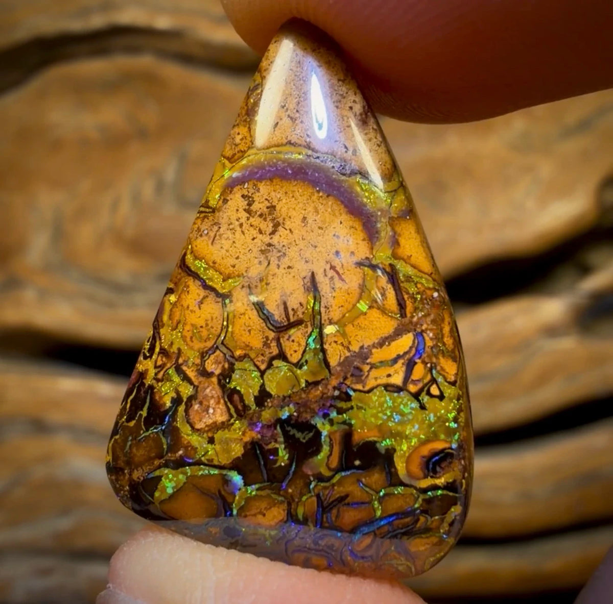 Half Price Card! 21.3cts - Very Rare Collectors Colour Golden Green Tribal Picture Stone Australian Boulder Opal from Yowah