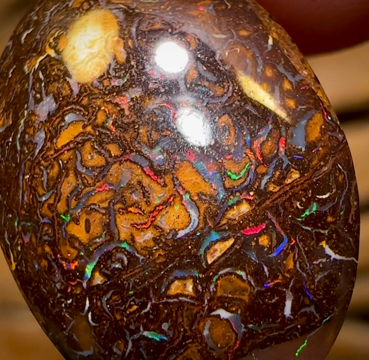 12.9cts - Tribal Queensland Boulder Opal from Yowah with Red