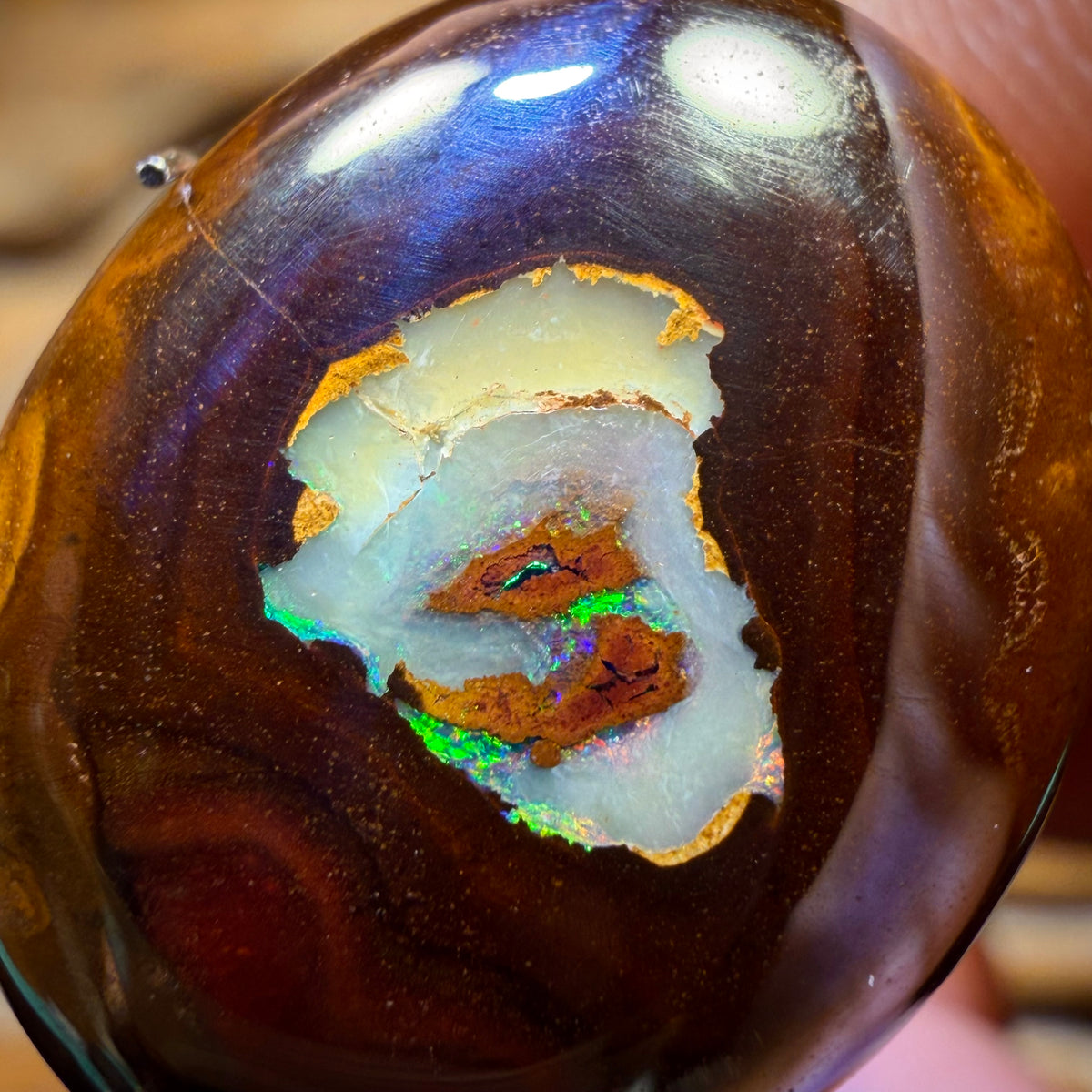 17.9cts - Yowah Nut Kernel Opal. Double Sided Crystal Center