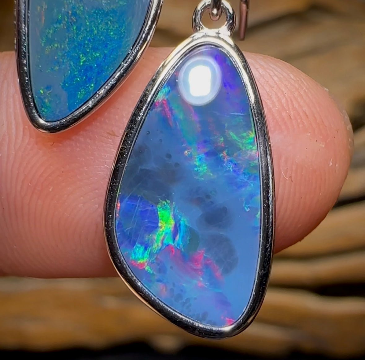 (Template) Sterling Silver - Queensland Boulder Opal Doublet Pendant and Earring Set - Opal Whisperers