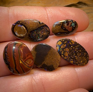 🔒36.7cts - 5x Finished Tribal Queensland Boulder Opals. Wholesale Parcel