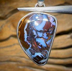 Sterling Silver - Large Solid Australian Tribal Boulder Opal Pendant - Opal Whisperers