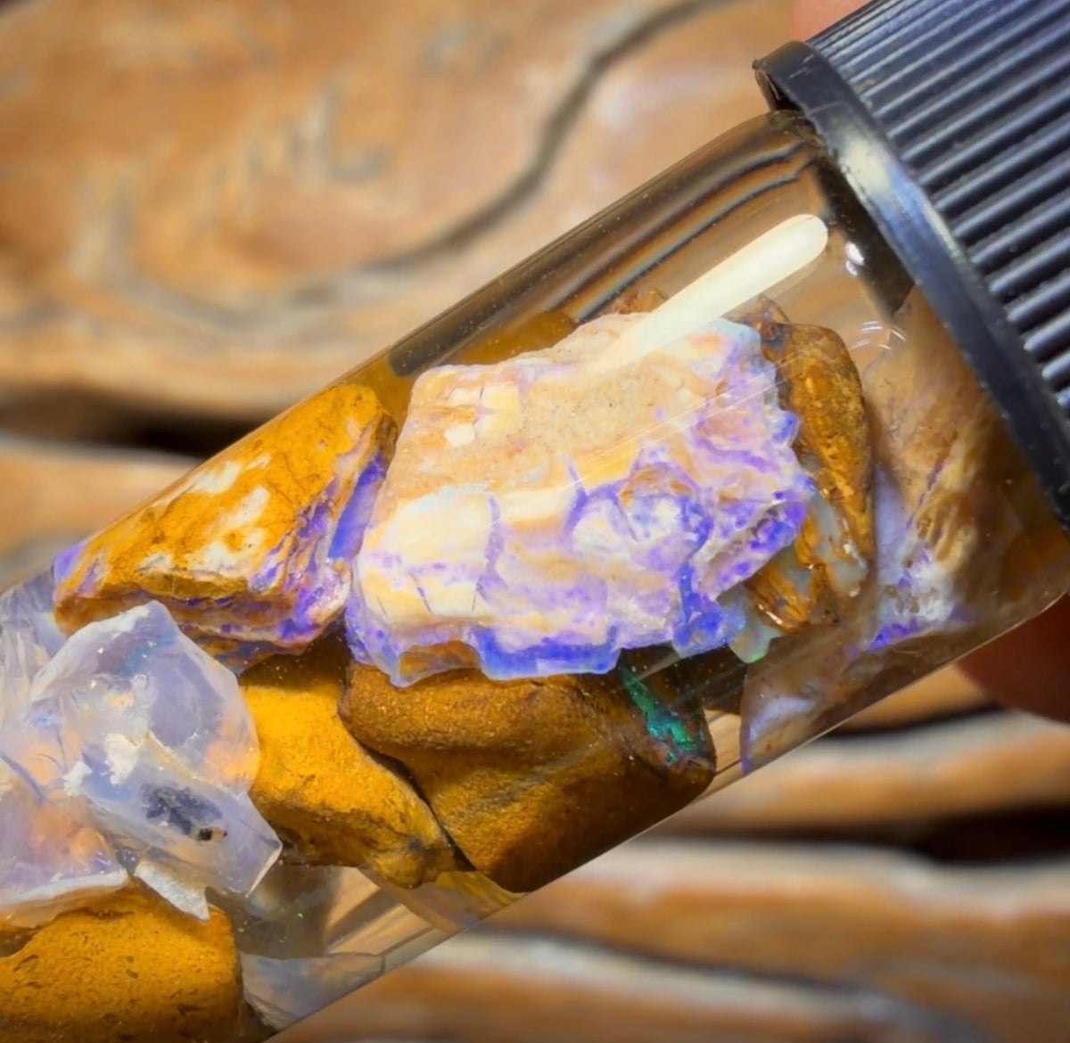 42cts - Vial of Yowah Opal Rough w/ Fossil Opal