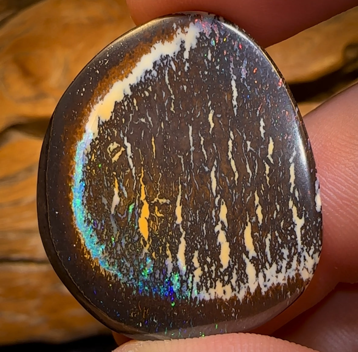 62.5cts - Tribal Australian Boulder Opal from Yowah Partial Kernel
