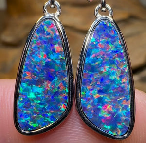 Sterling Silver - Classic Australian Boulder Opal Doublet Earrings - Opal Whisperers