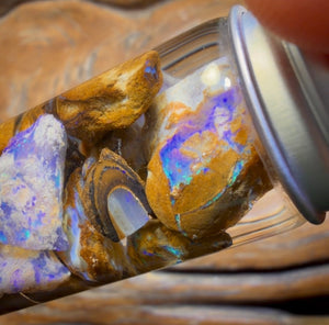 🔨 AUCTION 🔨 127.3cts - Vial of Yowah Nut Opal Rough w/ Fossil Opal