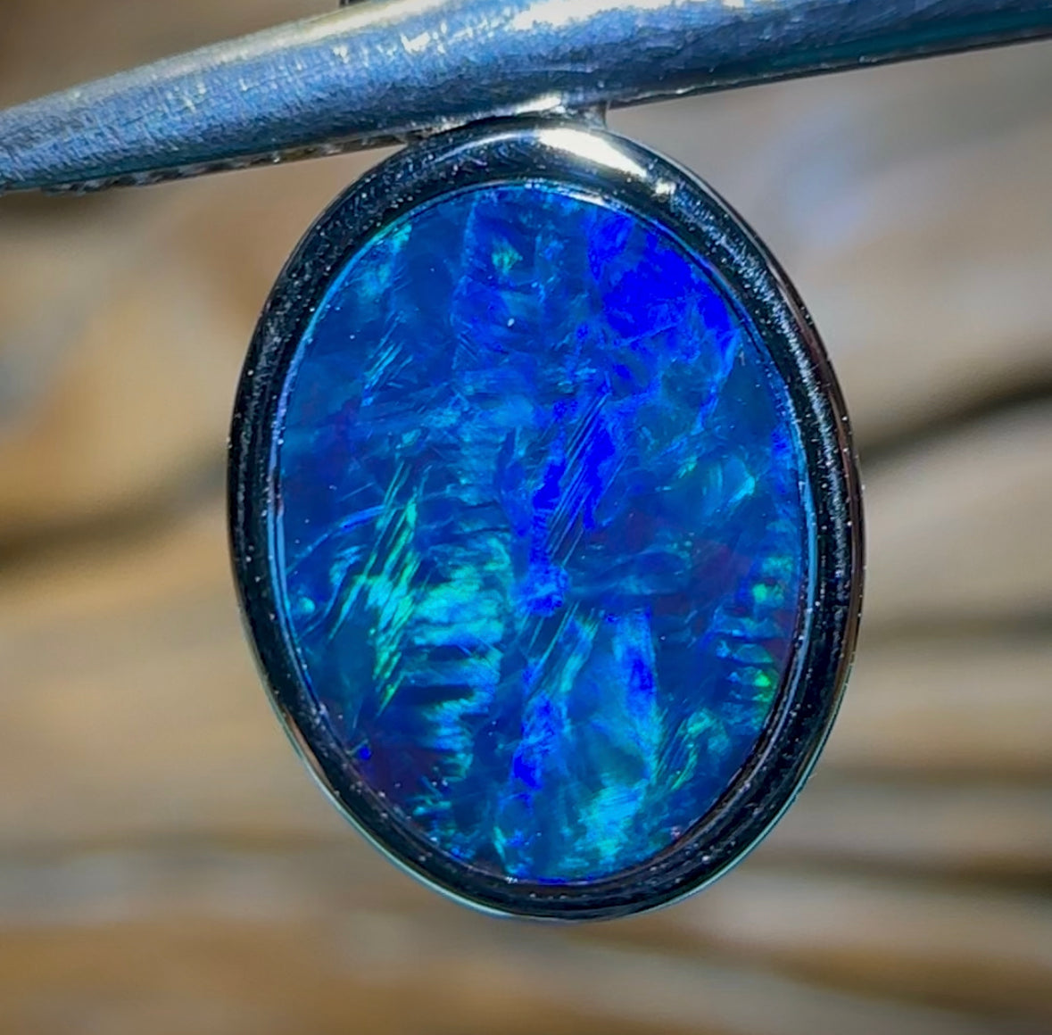 Sterling Silver - Australian Boulder Opal Doublet Pendant - Opal Whisperers