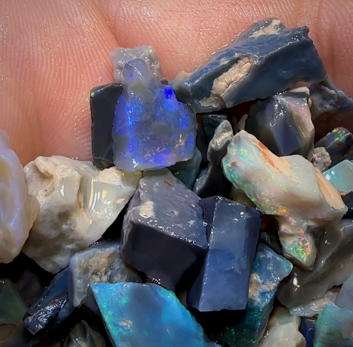 135.2cts - 60+ Lightning Ridge Crystal, Dark and Black Opal Rough Parcel - Opal Whisperers