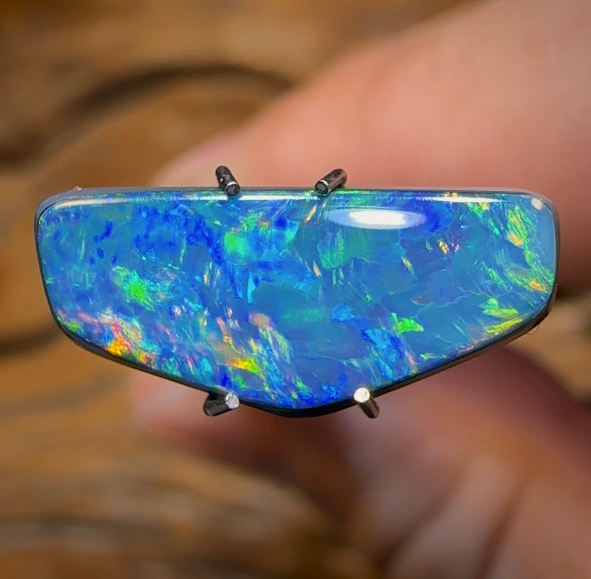 2.1cts - Lightning Ridge “Old School” Black Opal Doublet - Opal Whisperers