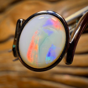 Sterling Silver - Solid South Australian Crystal Opal Ring