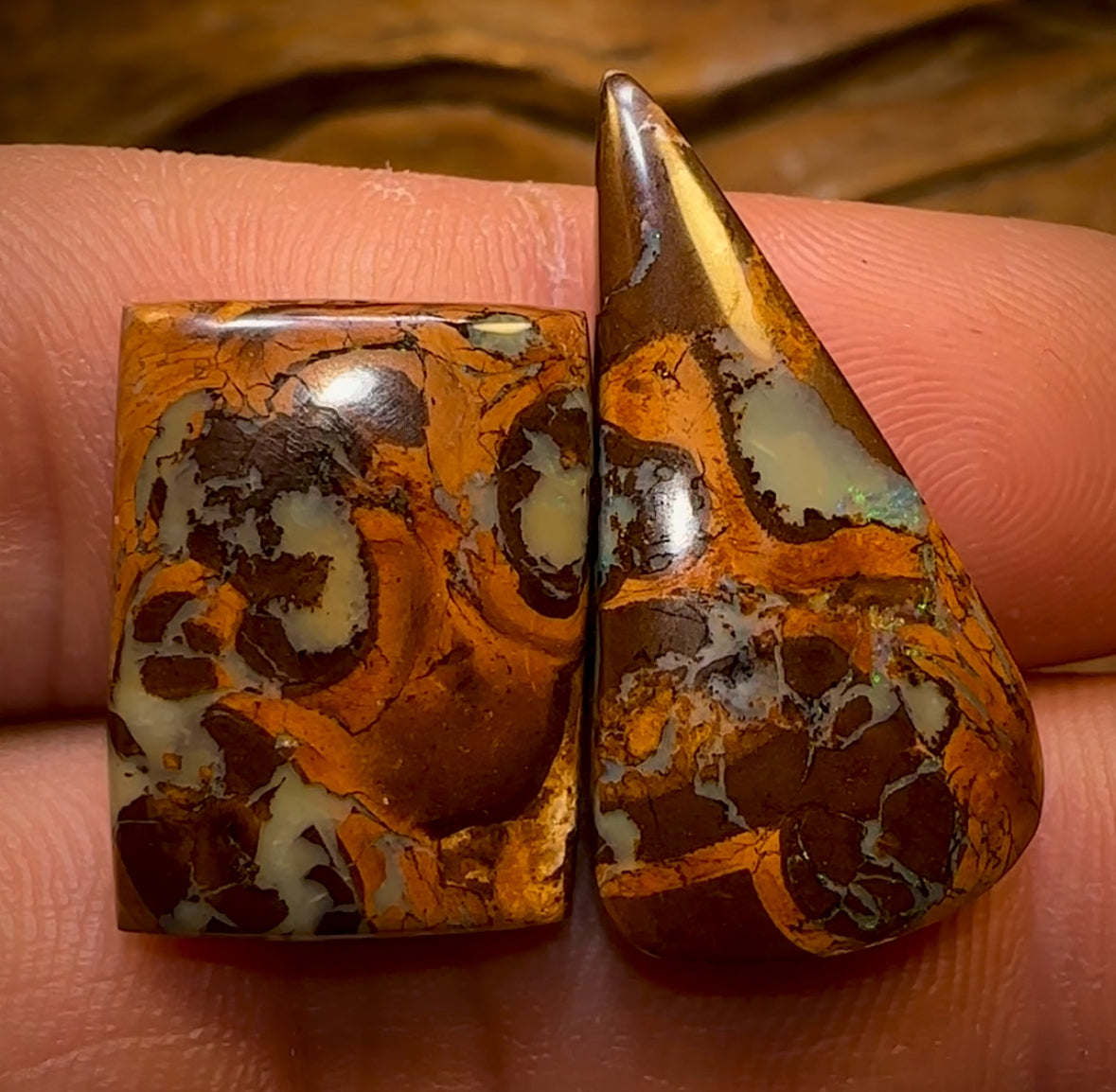 25.6cts - Cool Pattern Queensland Boulder Opal Set