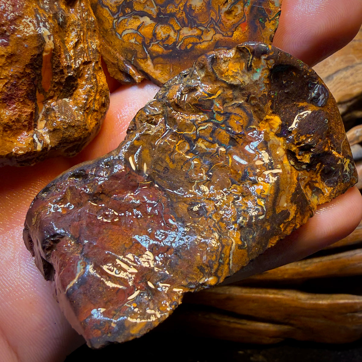 Art card bargain! 851.5cts - 3x Yowah Nut Tribal Opal Rough Parcel. Australian Boulder Opal