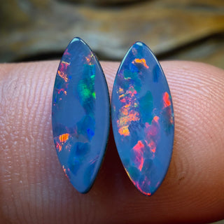 Wildcard! loose pp 2.3cts - Red Multi! Australian Boulder Opal Doublet Pair