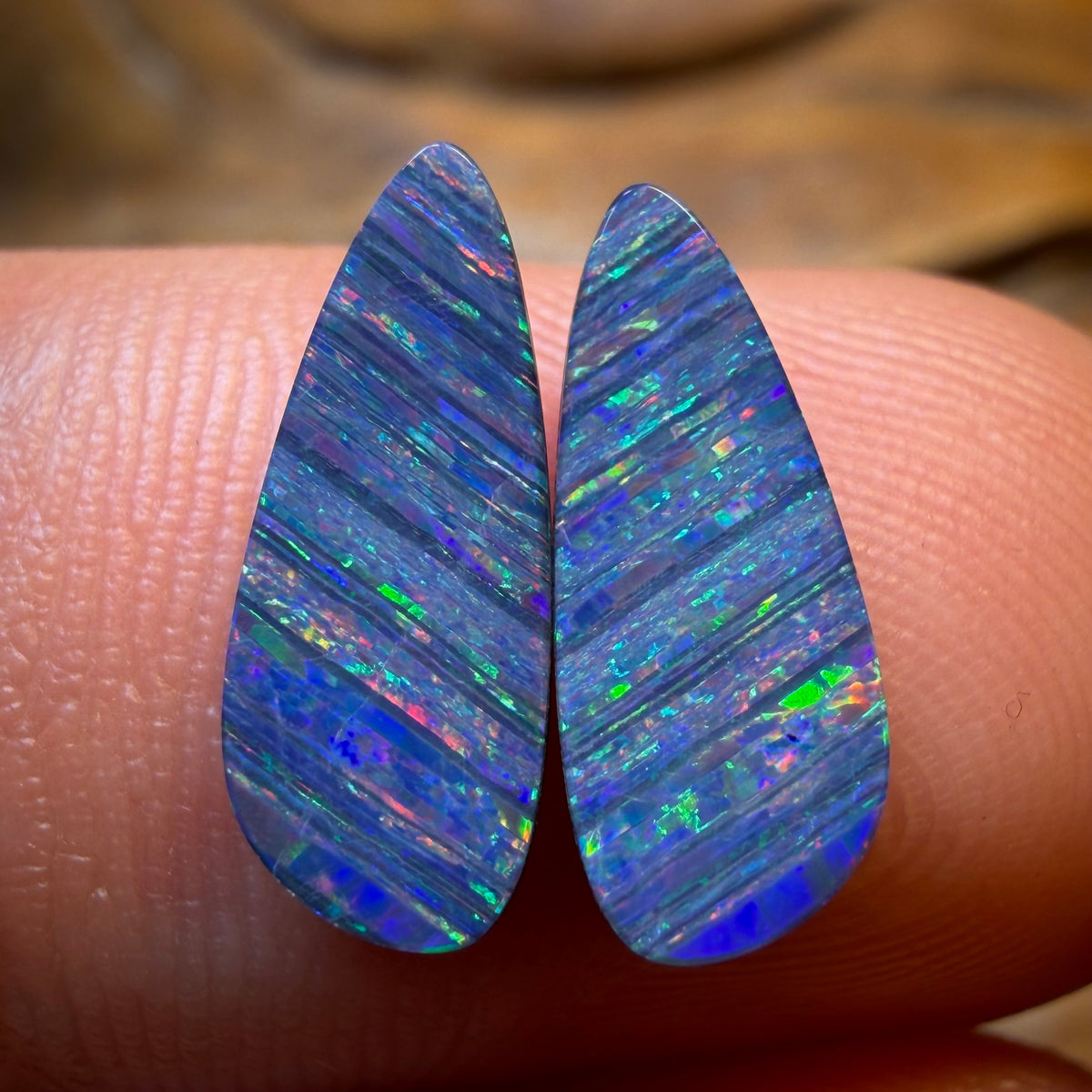 2.6cts - Australian Boulder Opal Doublet Pair