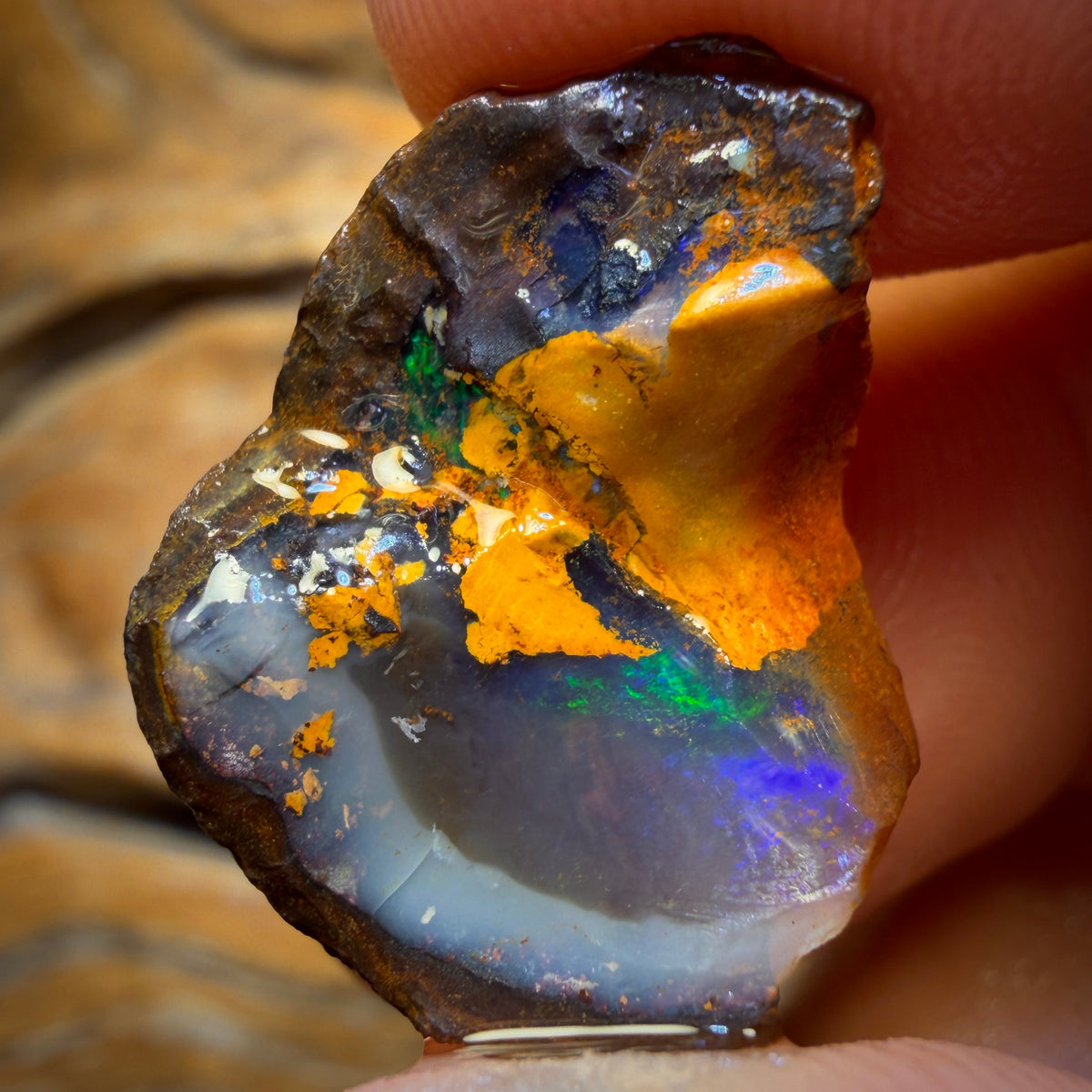 20.1cts - Partial Yowah Nut Crystal Centre Opal Rough Piece