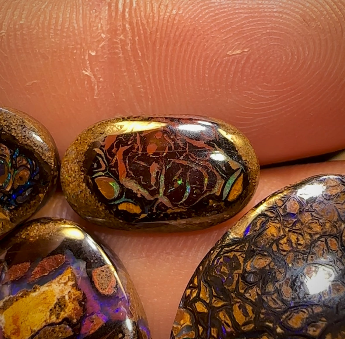🔒36.7cts - 5x Finished Tribal Queensland Boulder Opals. Wholesale Parcel