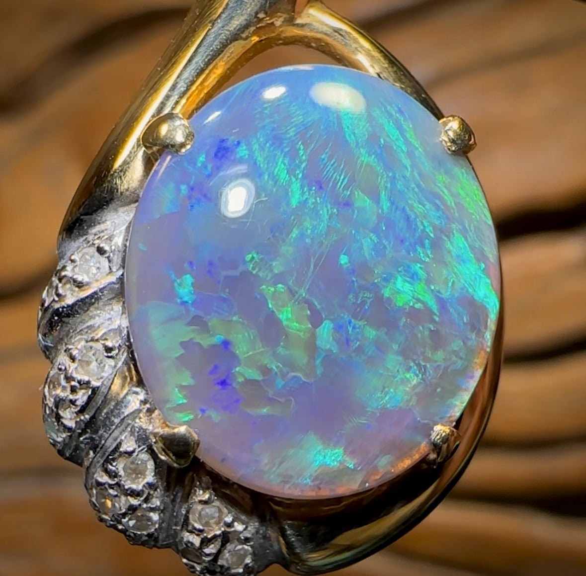 “Mums Piece 2”, Gold - Solid Lightning Ridge Black Opal Pendant Heritage Collection