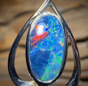 Sterling Silver - Australian￼ Boulder Opal Doublet Pendant - Opal Whisperers