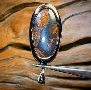 Daddy Storm Sterling Silver - UNISEX Large Solid Tribal Boulder Opal Pendant