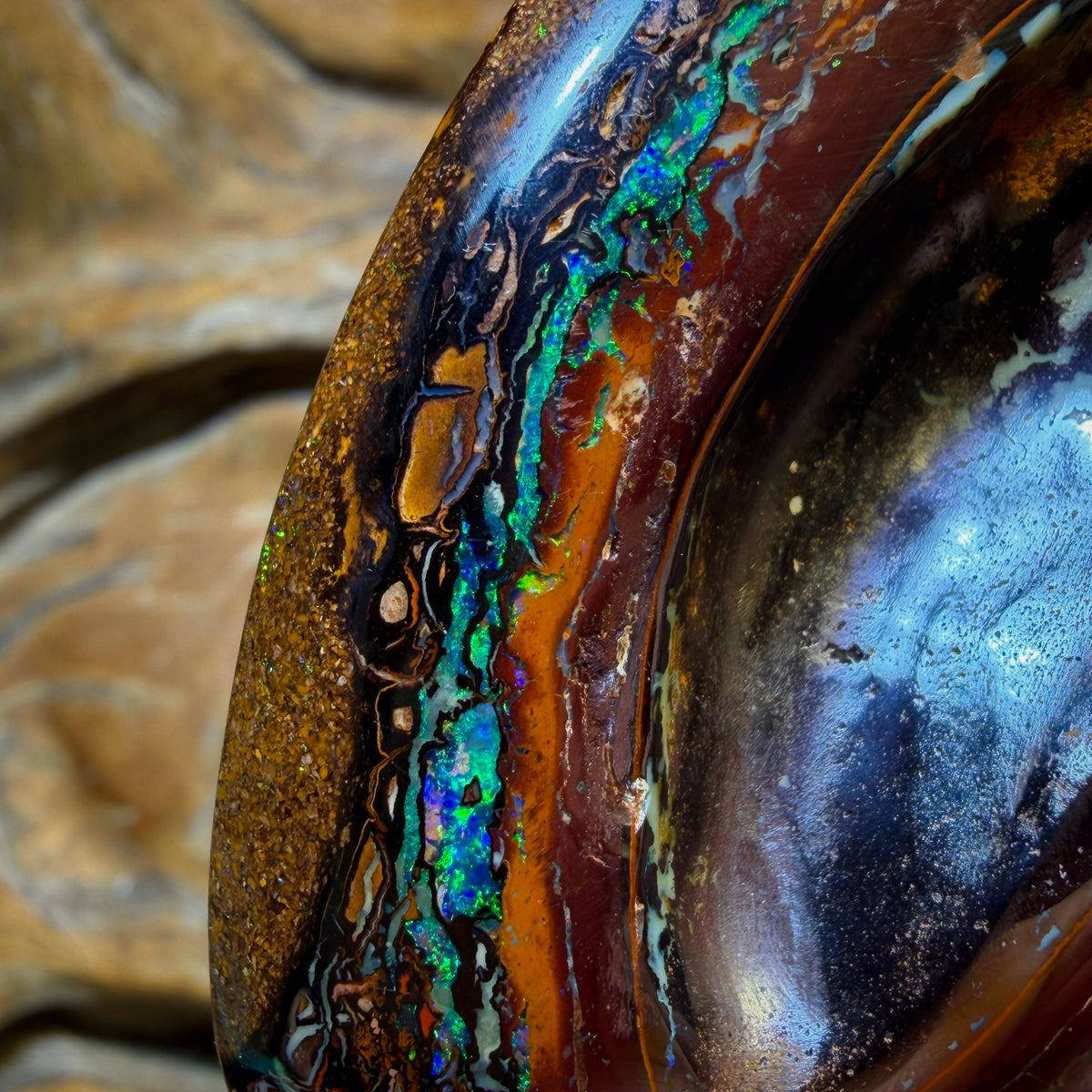 OpalFest BargainCard! 144.9cts - “Thumb Print” Tribal Queensland Boulder Opal. Dremelled Face