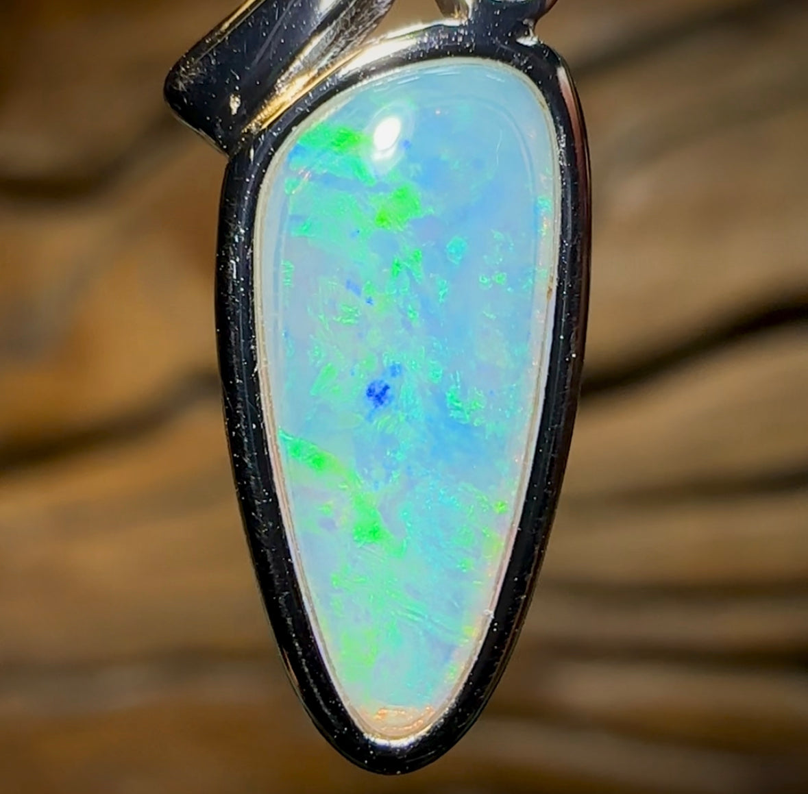 Sterling Silver - Top Solid South Australian Crystal Opal Pendant - Opal Whisperers