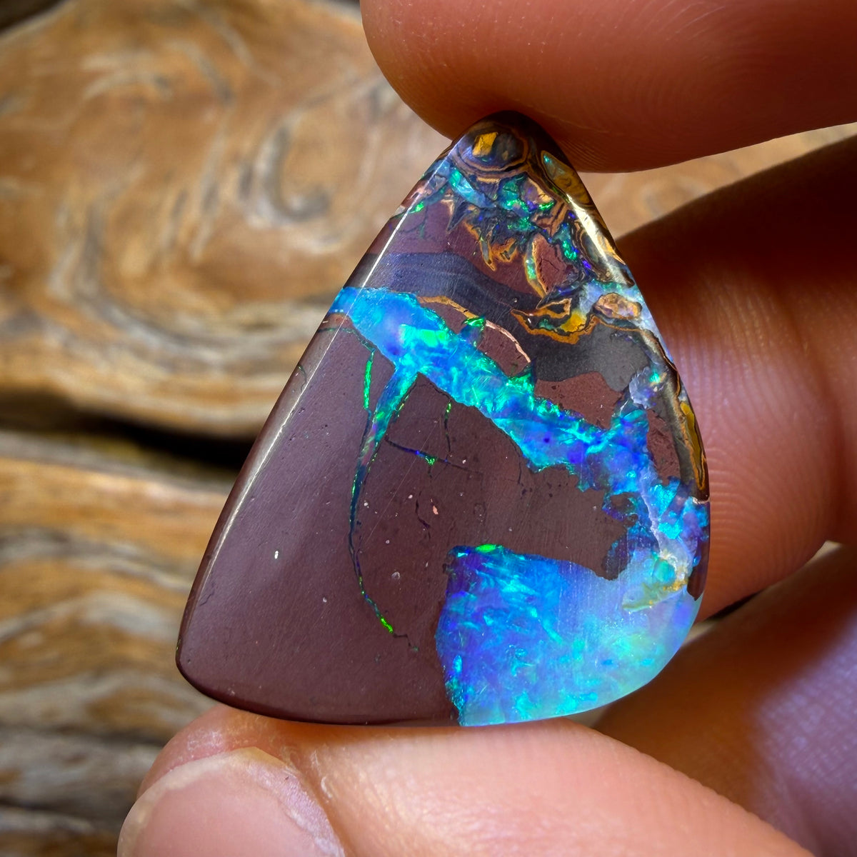 21.6cts - Top Tribal Yowah Nut Opal Rub. Metallic Colours!